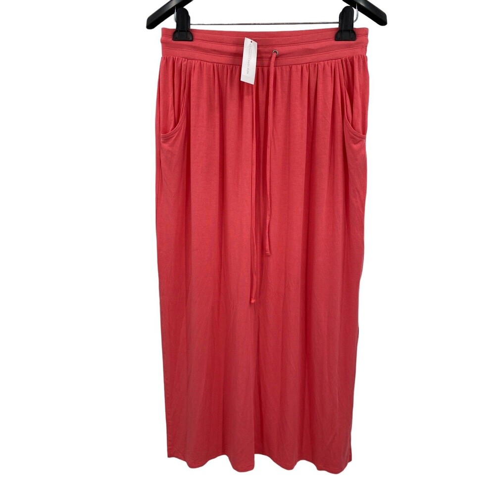 NY&C Maxi Skirt Size Medium Jersey Knit Coral Pink Casual Pull On Drawstring NWT